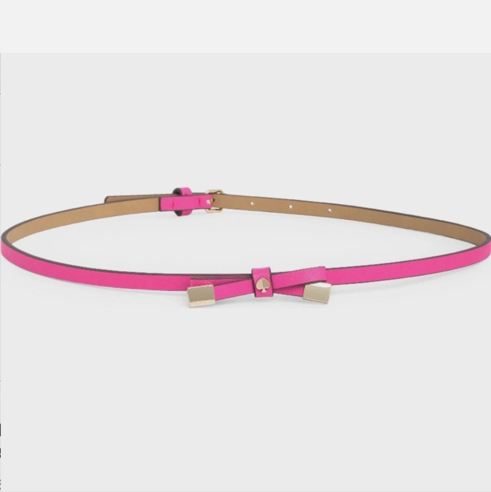 Kate Spade Pink and Tan Leather Belt with Gold Buckle